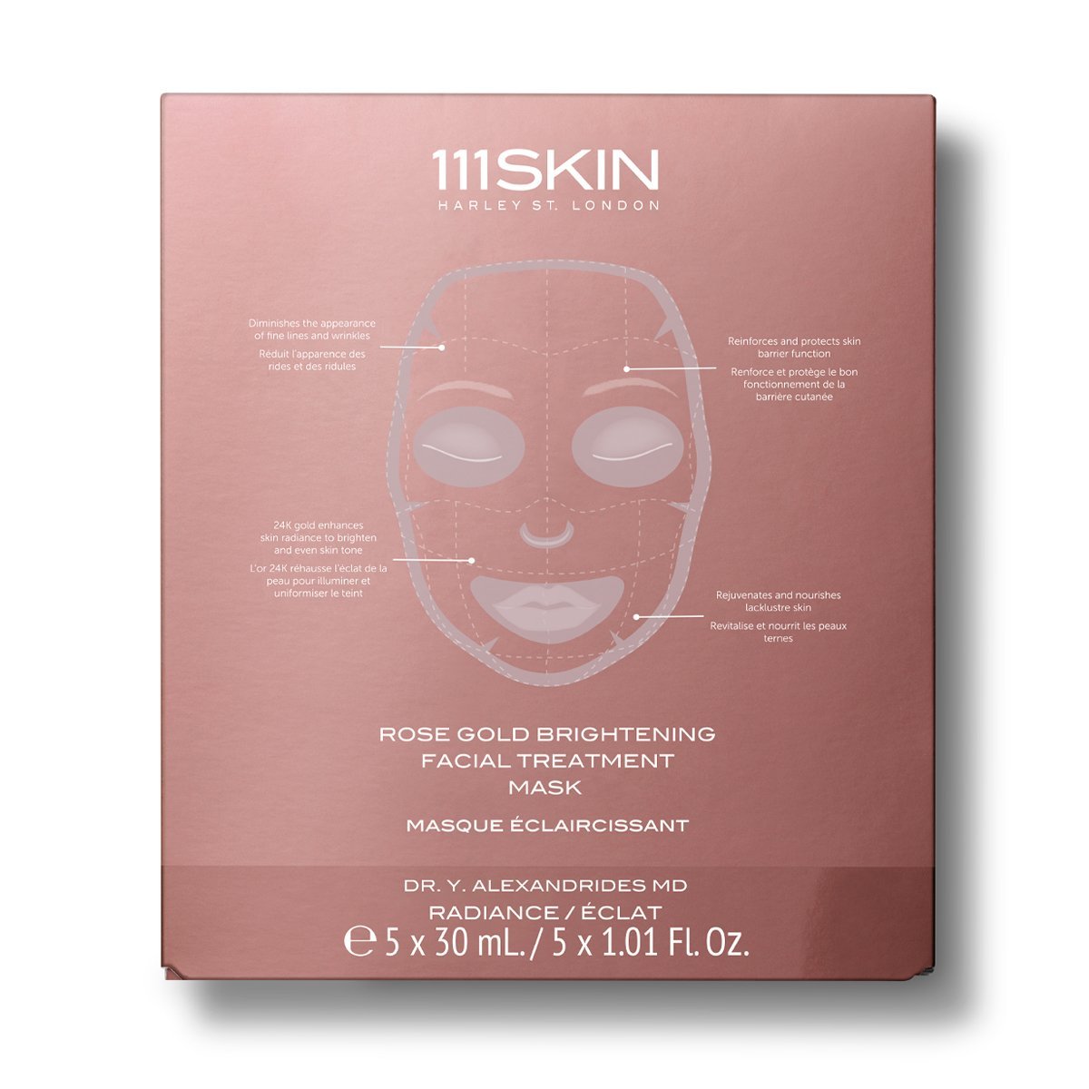 Rose Gold Brightening Facial Treatment Mask BOX (5) - Espace Skins Montreal