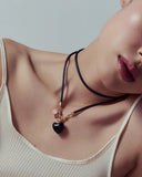 Collier Cordon Noir Avec Breloque Cœur Bonbon