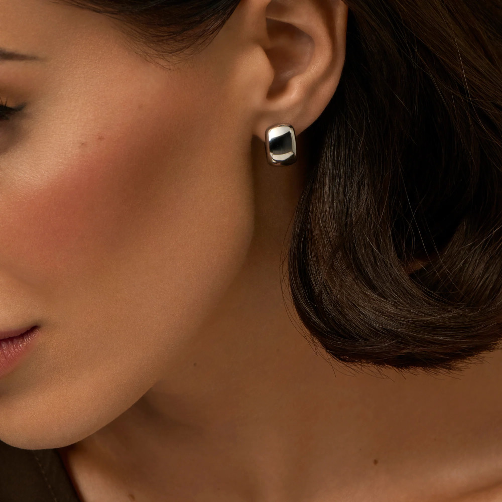 Elea Silver Huggie Earrings